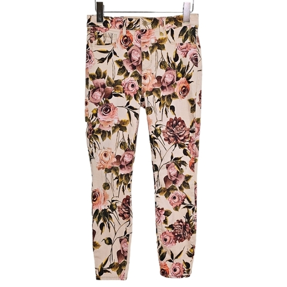 L'Agence Margot Floral Rose High Rise Skinny Jeans Size 27 Stretch Light Wash - Picture 1 of 12